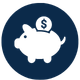 Piggy bank silhouette on dark background